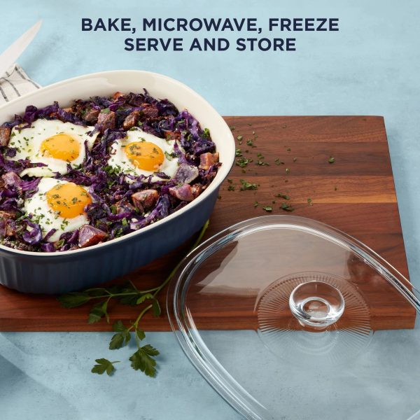 Corelle Dinnerware- Lightweight French Colors 2.5-quart Oval Baking Dish, Navy
