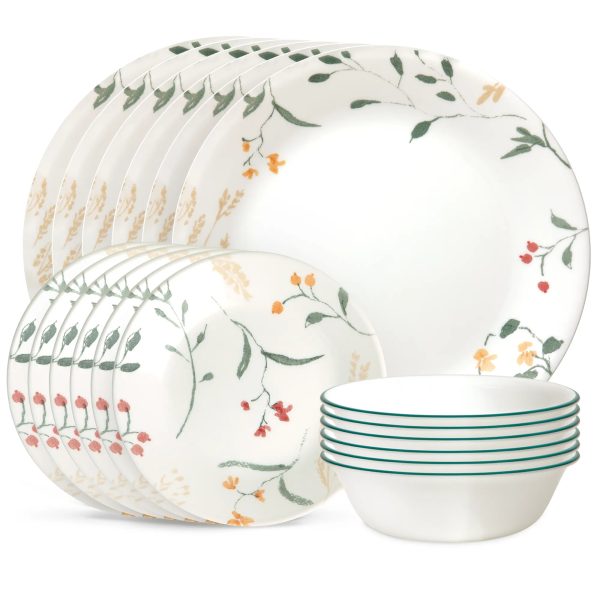 Corelle Dinnerware- Lightweight Wildflower Scatter 18-piece Dinnerware Set, Service for 6 Corelle Dinnerware- Lightweight Wildflower Scatter 18-piece Dinnerware Set, Service for 6