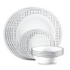 Corelle Dinnerware- Lightweight Delicate Grid 18-piece Dinnerware Set, Service for 6 Corelle Dinnerware- Lightweight Delicate Grid 18-piece Dinnerware Set, Service for 6