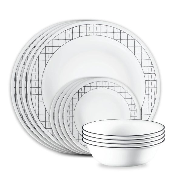 Corelle Dinnerware- Lightweight Delicate Grid 18-piece Dinnerware Set, Service for 6 Corelle Dinnerware- Lightweight Delicate Grid 18-piece Dinnerware Set, Service for 6