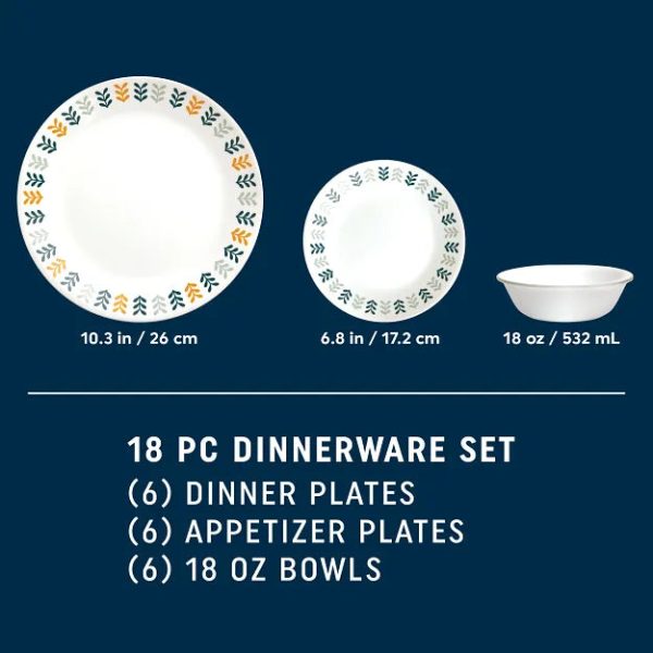 Corelle Dinnerware- Lightweight Anders 18-piece Dinnerware Set, Service for 6