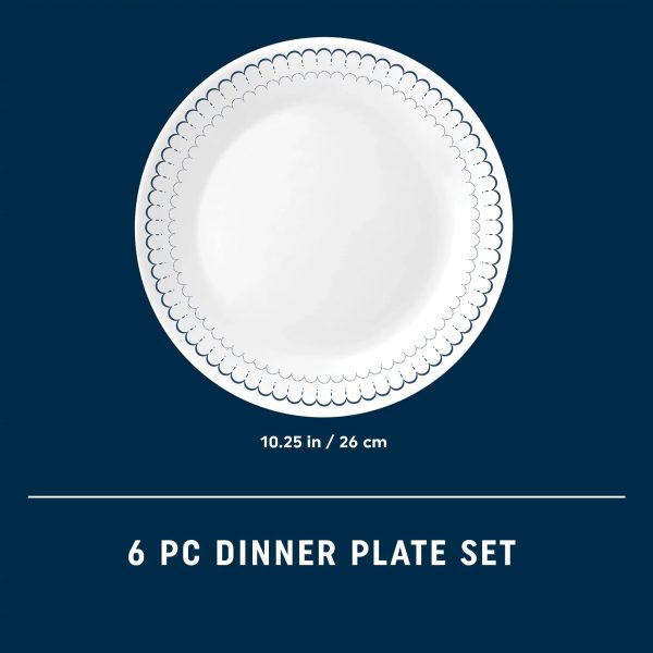 Corelle Dinnerware- Lightweight Caspian Lace 10.25 Dinner Plates, 6-pack