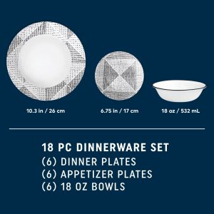 Corelle Dinnerware- Lightweight Odisha 18-piece Dinnerware Set, Service for 6