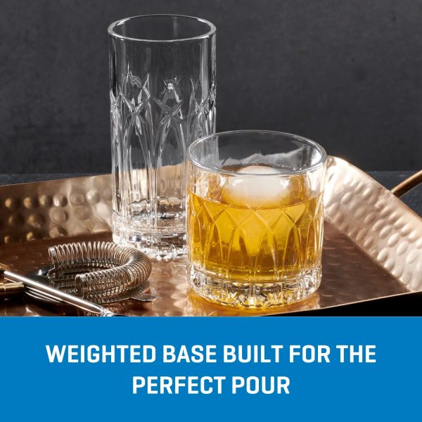 Corelle Dinnerware- Lightweight Traze PST Rocks Glasses (4-Pieces), 12-ounce, Dishwasher Safe