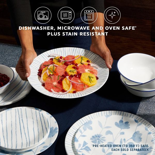 Corelle Dinnerware- Lightweight Botanical Stripes 8.5 Salad Plates, 6 Pack