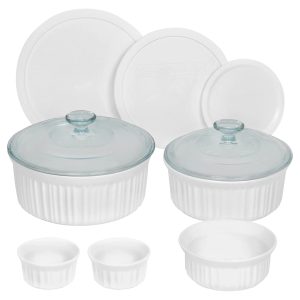 Corelle Dinnerware- Lightweight French White? 10-piece Round Bakeware Set Corelle Dinnerware- Lightweight French White? 10-piece Round Bakeware Set