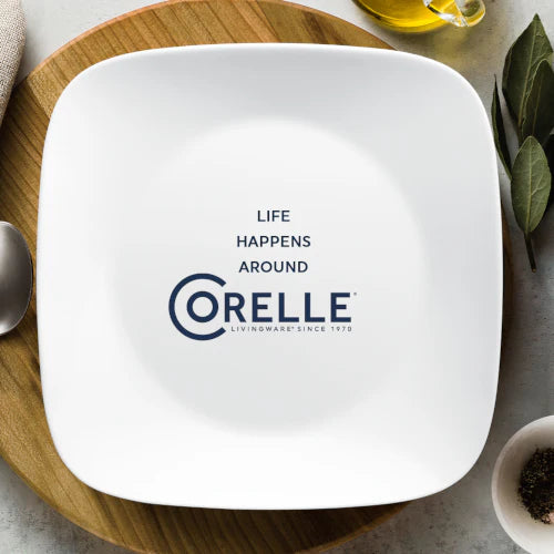 Corelle Dinnerware- Lightweight Square? Pure White 12-piece Dinnerware Set with Appetizer Plates, Service for 4 Corelle Dinnerware- Lightweight Square? Pure White 12-piece Dinnerware Set with Appetizer Plates, Service for 4