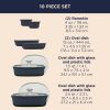 Corelle Dinnerware- Lightweight French Colors 10-piece Oval Bakeware Set, Navy Corelle Dinnerware- Lightweight French Colors 10-piece Oval Bakeware Set, Navy