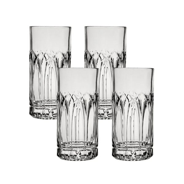 Corelle Dinnerware- Lightweightware Traze PST Highball Glasses (4-Pieces), 12-ounce, Dishwasher Safe