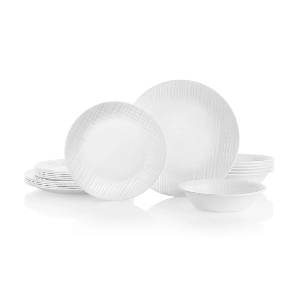 Corelle Dinnerware- Lightweight Linen Weave 18-piece Dinnerware Set, Service for 6