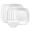 Corelle Dinnerware- Lightweight Square? Pure White 12-piece Dinnerware Set, Service for 4 Corelle Dinnerware- Lightweight Square? Pure White 12-piece Dinnerware Set, Service for 4