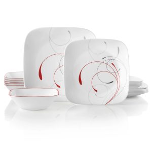Corelle Dinnerware- Lightweight Square Splendor 18-piece Dinnerware Set, Service for 6 Corelle Dinnerware- Lightweight Square Splendor 18-piece Dinnerware Set, Service for 6