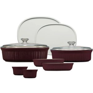 Corelle Dinnerware- Lightweight French Colors 10-piece Bakeware Set, Cabernet Corelle Dinnerware- Lightweight French Colors 10-piece Bakeware Set, Cabernet