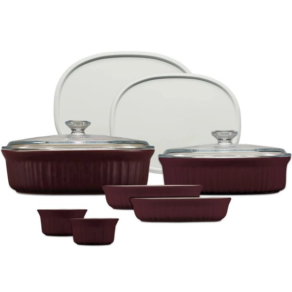 Corelle Dinnerware- Lightweight French Colors 10-piece Bakeware Set, Cabernet Corelle Dinnerware- Lightweight French Colors 10-piece Bakeware Set, Cabernet