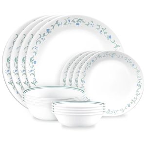 Corelle Dinnerware- Lightweight Country Cottage 16-piece Mugless Dinnerware Set, Service for 4