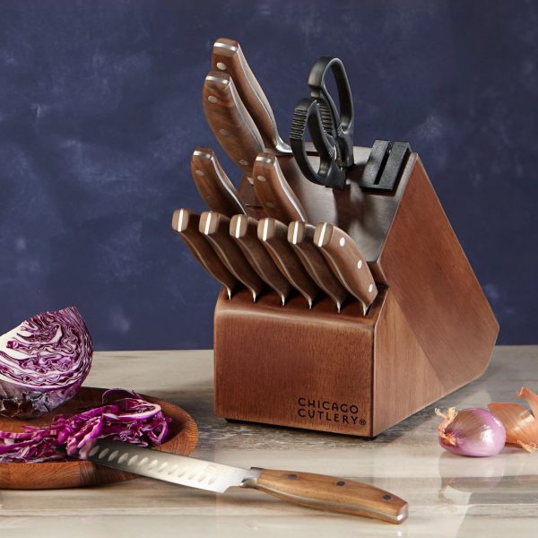 Corelle Dinnerware- Lightweight Signature Edge Walnut 13-piece Knife Block Set