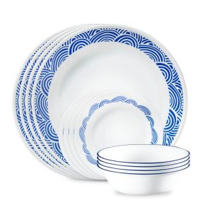 Corelle Dinnerware- Lightweight Rolling Waves 18-piece Dinnerware Set, Service for 6