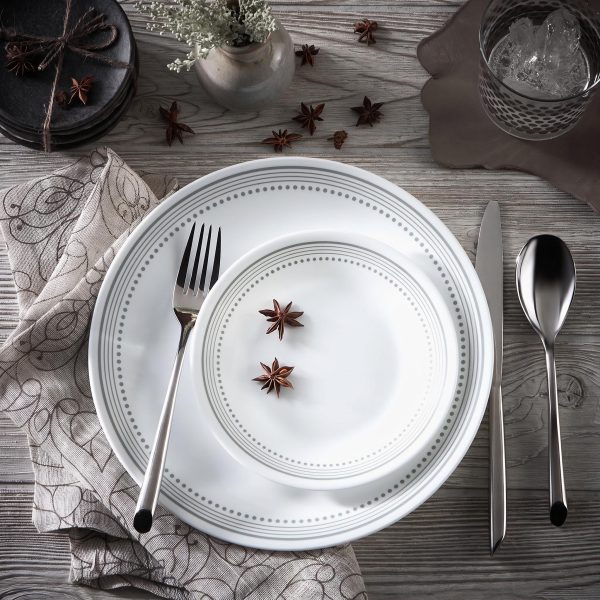 2F7EAD0C_591dffb3-daef-4be8-843c-5d70ef0992b9 78‑Piece Dinnerware Set, Service for 12, Grey Dotted Band White Glass Tableware Set