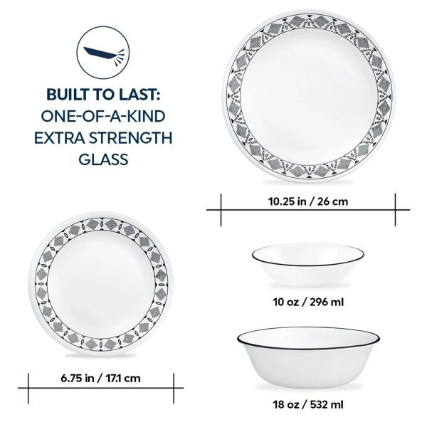 Corelle Dinnerware- Lightweight Cusco 16-piece Mugless Dinnerware Set, Service for 4