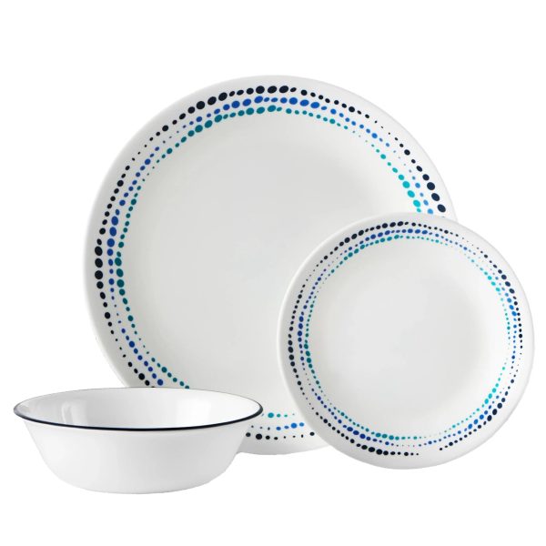 Corelle Dinnerware- Lightweight Ocean Blues 12-piece Dinnerware Set, Service for 4