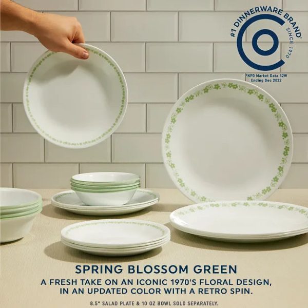 Corelle Dinnerware- Lightweight Spring Blossom Green 18-piece Dinnerware Set, Service for 6 Corelle Dinnerware- Lightweight Spring Blossom Green 18-piece Dinnerware Set, Service for 6