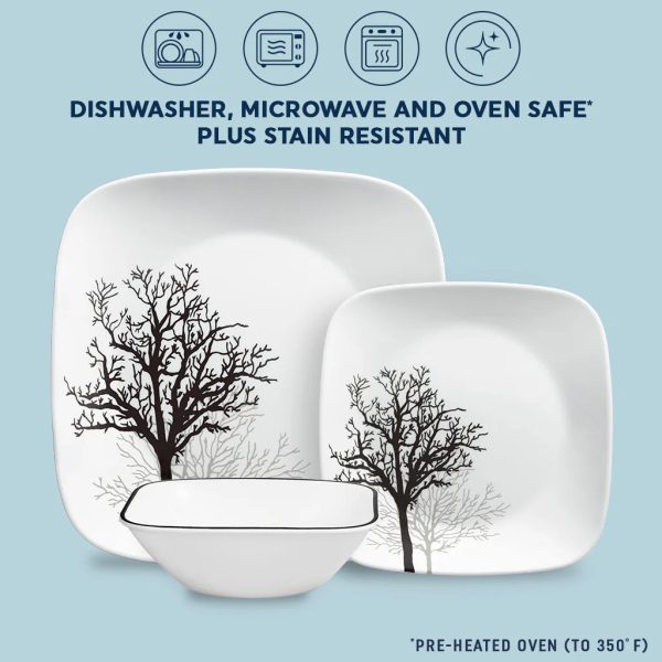 Corelle Dinnerware- Lightweight Timber Shadows 12-piece Dinnerware Set, Service for 4 Corelle Dinnerware- Lightweight Timber Shadows 12-piece Dinnerware Set, Service for 4