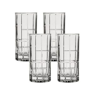 Corelle Dinnerware- Lightweight Traze FTR Highball Glasses (4-Pieces), 12-ounce, Dishwasher Safe