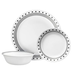 Corelle Dinnerware- Lightweight City Block 12-piece Dinnerware Set, Service for 4