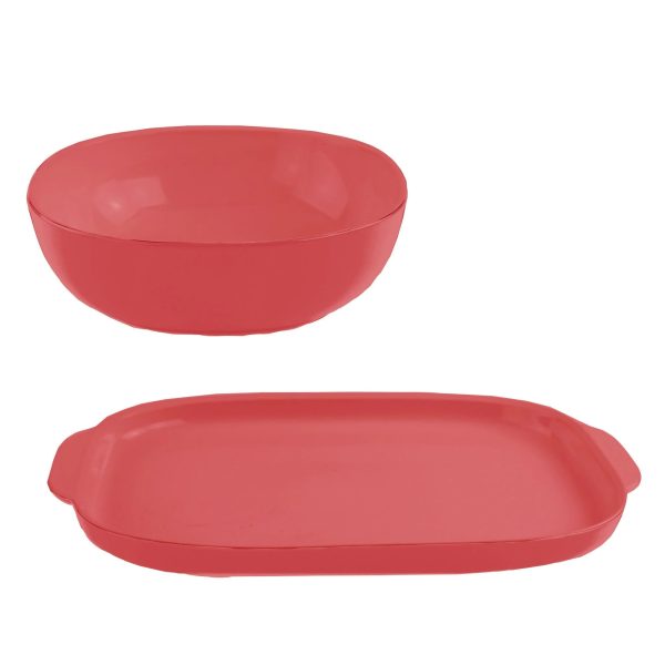 Corelle Dinnerware- Lightweight 2-piece Serving Set, Vermilion Corelle Dinnerware- Lightweight 2-piece Serving Set, Vermilion