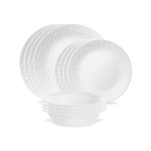 General Dinnerware- Lightweight Linen Weave 12-piece Dinnerware Set, Service for4 General Dinnerware- Lightweight Linen Weave 12-piece Dinnerware Set, Service for4