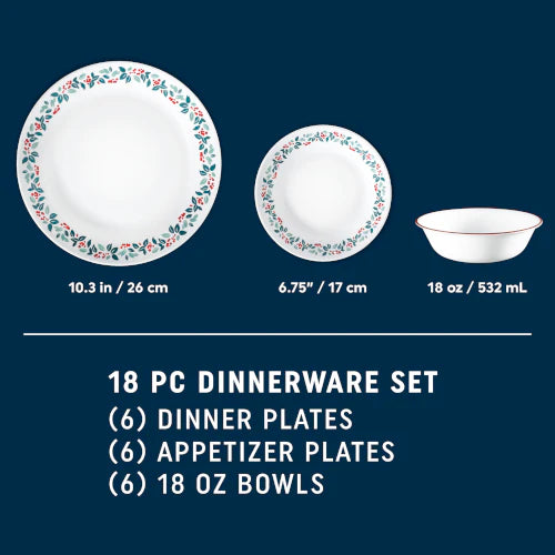 Corelle Dinnerware- Lightweight Winter Berries 18-pc Dinnerware Set, Service for 6 Corelle Dinnerware- Lightweight Winter Berries 18-pc Dinnerware Set, Service for 6