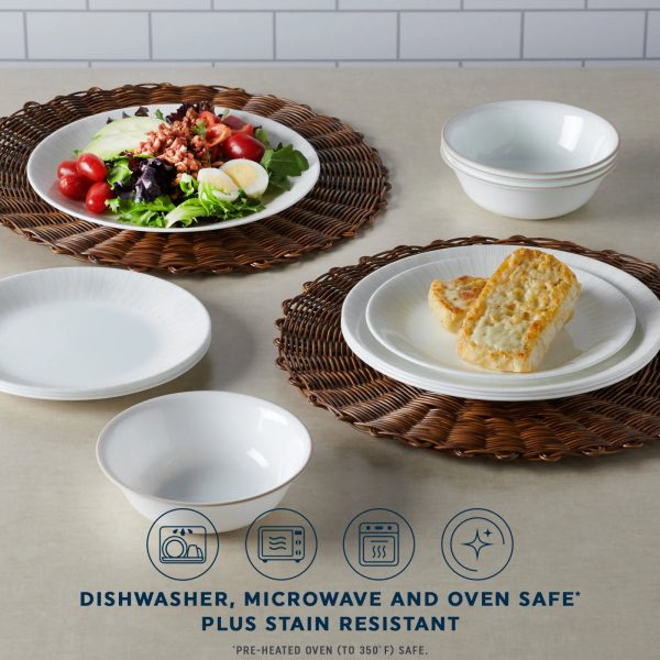 Corelle Dinnerware- Lightweight Hushed Lines 12-piece Dinnerware Set, Service for 4