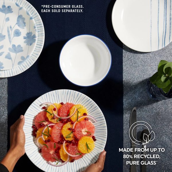 Corelle Dinnerware- Lightweight Botanical Stripes 8.5 Salad Plates, 6 Pack