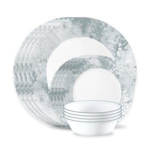 Corelle Dinnerware- Lightweight Salt Wash 12-piece Dinnerware Set, Service for 4