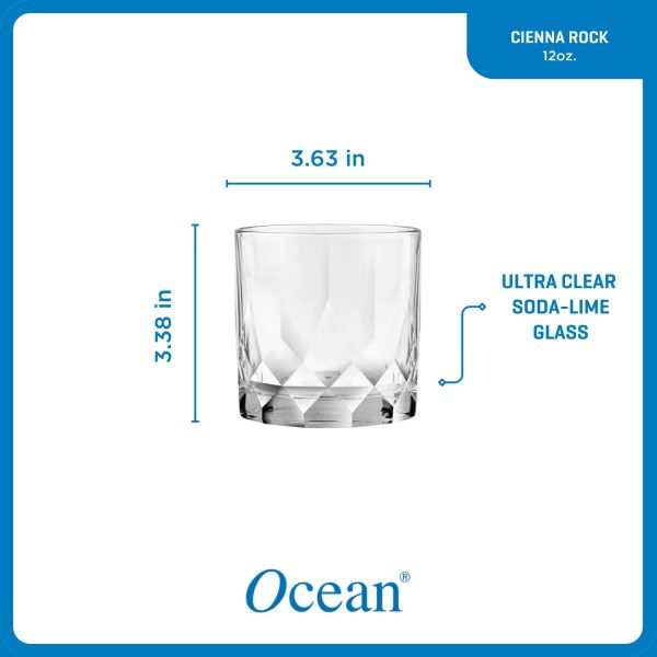Corelle Dinnerware- Lightweight Cienna Rocks Glasses (4-Pieces), 12-ounce, dishwasher Safe