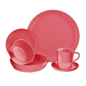 Corelle Dinnerware- Lightweight 6-piece Vermilion Dinnerware Set , Service for 1 Corelle Dinnerware- Lightweight 6-piece Vermilion Dinnerware Set , Service for 1