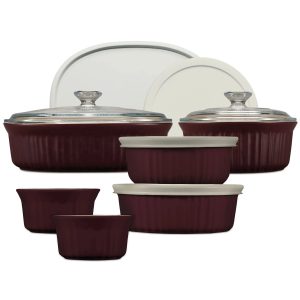 Corelle Dinnerware- Lightweight French Colors 12-piece Bakeware Set, Cabernet Corelle Dinnerware- Lightweight French Colors 12-piece Bakeware Set, Cabernet