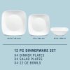 Corelle Dinnerware- Lightweight Square? Pure White 12-piece Dinnerware Set, Service for 4 Corelle Dinnerware- Lightweight Square? Pure White 12-piece Dinnerware Set, Service for 4