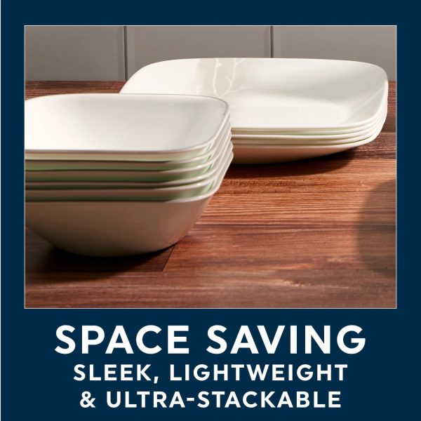 Corelle Dinnerware- Lightweight Square Wandering Grove 18-piece Dinnerware Set, Service for 6