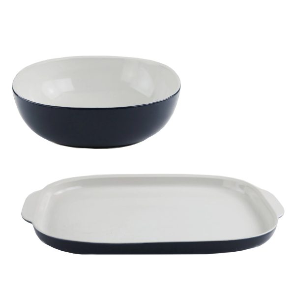 Corelle Dinnerware- Lightweight 2-piece Serving Set, Midnight Blue Corelle Dinnerware- Lightweight 2-piece Serving Set, Midnight Blue