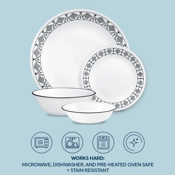 Corelle Dinnerware- Lightweight Cusco 16-piece Mugless Dinnerware Set, Service for 4