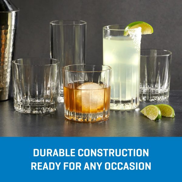 Corelle Dinnerware- Lightweight Traze PRE Rocks Glasses (4-Pieces), 12-ounce, Dishwasher Safe