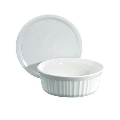 Corelle Dinnerware- Lightweight French White? 24-ounce Baking Dish with Lid