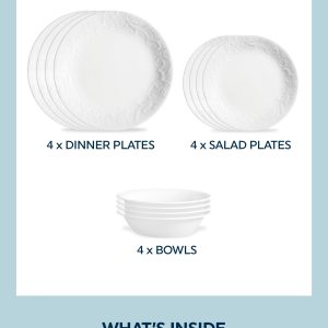 Corelle Dinnerware- Lightweight Bella Faenza 12-piece Dinnerware Set, Service for 4