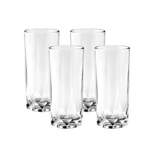 Corelle Dinnerware- Lightweight Cienna Long Drink Glasses (4-Pieces), 14.5-ounce, dishwasher Safe