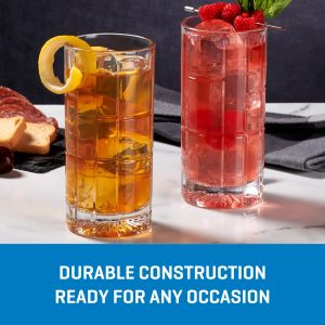 Corelle Dinnerware- Lightweight Traze FTR Highball Glasses (4-Pieces), 12-ounce, Dishwasher Safe