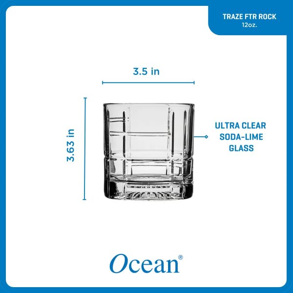 Corelle Dinnerware- Lightweight Traze FTR Rocks Glasses (4-Pieces), 12-ounce, Dishwasher Safe