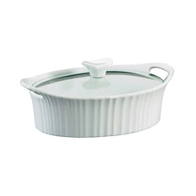 Corelle Dinnerware- Lightweight French White? 1.5-quart Oval Casserole Dish with Lid