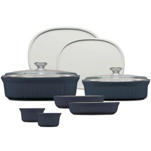 Corelle Dinnerware- Lightweight French Colors 10-piece Oval Bakeware Set, Navy Corelle Dinnerware- Lightweight French Colors 10-piece Oval Bakeware Set, Navy