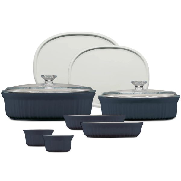 Corelle Dinnerware- Lightweight French Colors 10-piece Oval Bakeware Set, Navy Corelle Dinnerware- Lightweight French Colors 10-piece Oval Bakeware Set, Navy